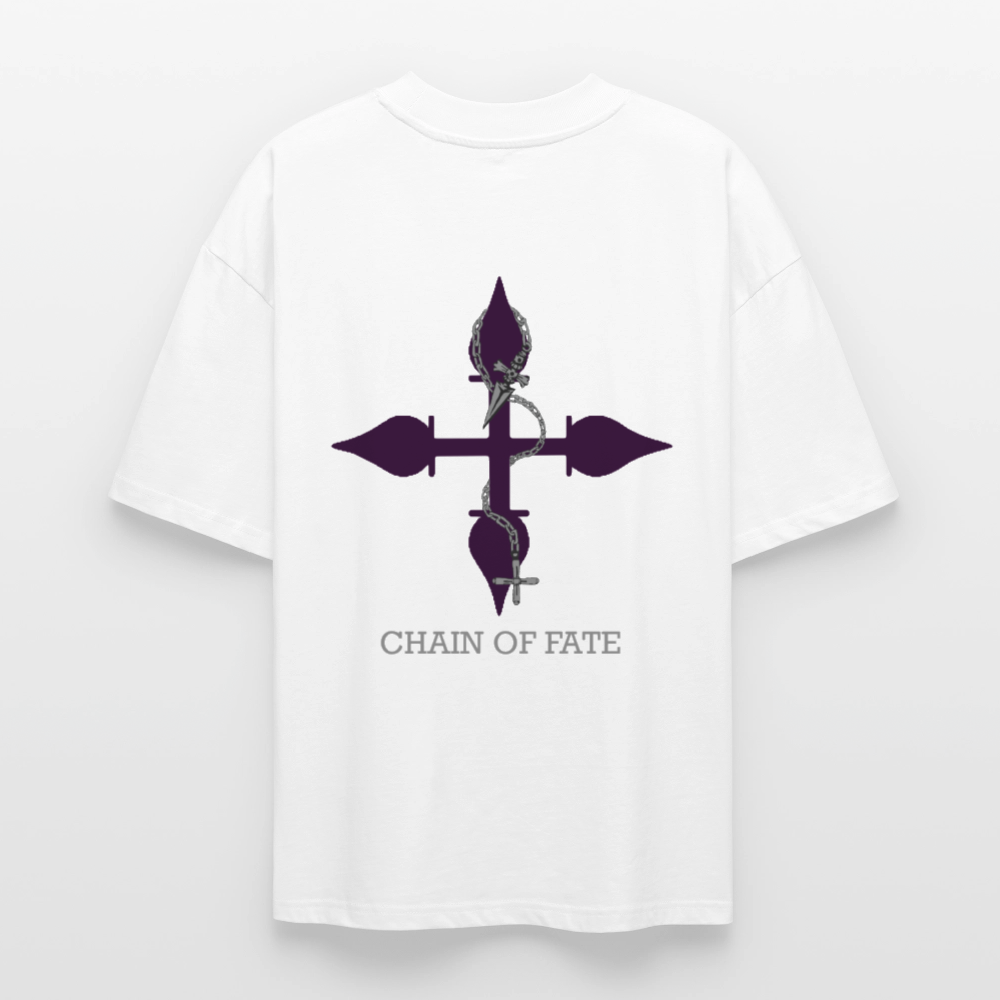 Hunter x Hunter Kurapika T-Shirt Chain of Fate Motiv weiß oversize Ryukai
Oversized Anime T-Shirt inspiriert von Kurapika Hunter x Hunter Ryukai
Weißes Hunter x Hunter Shirt mit Kettenmotiv Ryukai